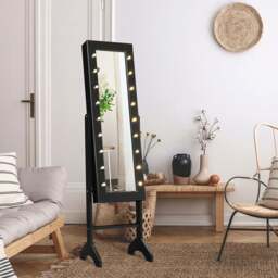 Costway Black LED Standing Jewellery Cabinet with Adjustable Mirror - Size: 112 x 42cm - Wilko - thumbnail 3