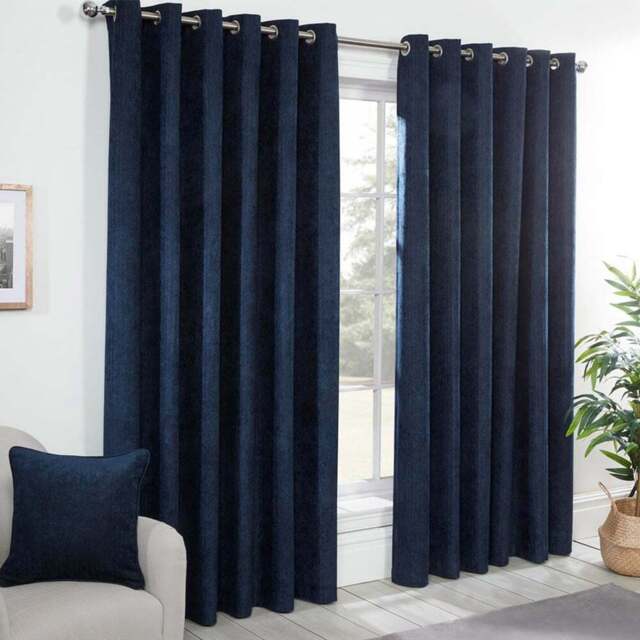 Divante Alden Navy Thermal Curtain 229 x 168cm - Size: W 228 x D 168cm - Wilko - image 1
