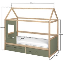 Flair Ted Green Wooden Play House Bed Frame with Storage - Size: Single - Wilko - thumbnail 7