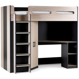 Julian Bowen Hercules Woodgrain and Anthracite High Sleeper with Storage - Size: Single - Wilko - thumbnail 3