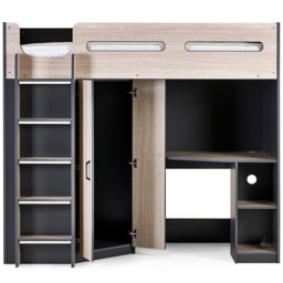 Julian Bowen Hercules Woodgrain and Anthracite High Sleeper with Storage - Size: Single - Wilko - thumbnail 4