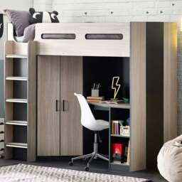 Julian Bowen Hercules Woodgrain and Anthracite High Sleeper with Storage - Size: Single - Wilko - thumbnail 1