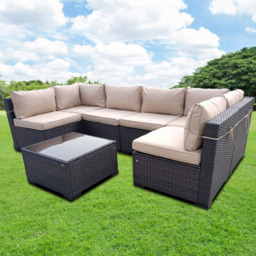 Furniture One 6 Seater Wiltshire Mix Brown Rattan Garden Corner Lounge Set - Wilko