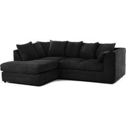Portland Luxor 4 Seater Black Jumbo Cord Left Hand L Shape Corner Sofa - Wilko - thumbnail 3