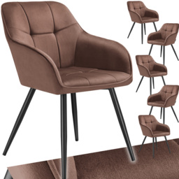 tectake Marilyn Set of 6 Brown and Black Quilted Velvet Dining Chair - Wilko - thumbnail 3