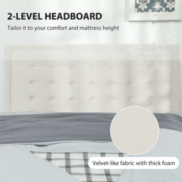 HOMCOM Double Cream Ottoman Bed with Adjustable Velvet Headboard - Wilko - thumbnail 6