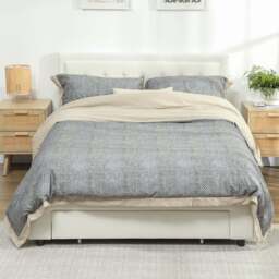 HOMCOM Double Cream Ottoman Bed with Adjustable Velvet Headboard - Wilko - thumbnail 1