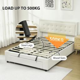 HOMCOM Double Cream Ottoman Bed with Adjustable Velvet Headboard - Wilko - thumbnail 7