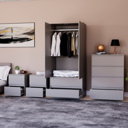 VIDA DESIGNS Denver Grey 4 Piece Bedroom Furniture Set - Wilko - thumbnail 4