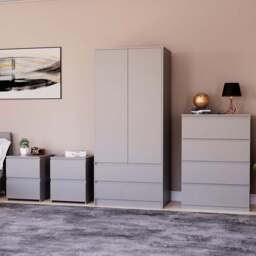 VIDA DESIGNS Denver Grey 4 Piece Bedroom Furniture Set - Wilko
