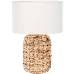 Pacific Lifestyle Zadi Natural Fabric Shade Tall Plaited Water Hyacinth Table Lamp - Size: 50 x 35 x 35cm - Brown - Wilko