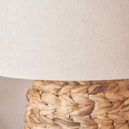 Pacific Lifestyle Zadi Natural Fabric Shade Tall Plaited Water Hyacinth Table Lamp - Size: 50 x 35 x 35cm - Brown - Wilko - thumbnail 4