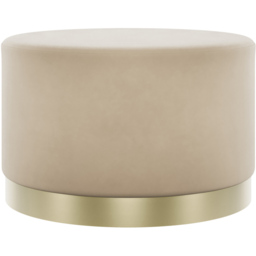 Lara Beige Velvet and Brushed Gold Large Pouffe - Cream - LPD Home - Wilko - thumbnail 3