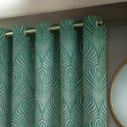 Paoletti Gatsby Emerald Jacquard Eyelet Curtain 117 x 137cm - Size: W 137 x D 117cm - Green - Wilko - thumbnail 5