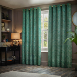 Paoletti Gatsby Emerald Jacquard Eyelet Curtain 117 x 137cm - Size: W 137 x D 117cm - Green - Wilko - thumbnail 7