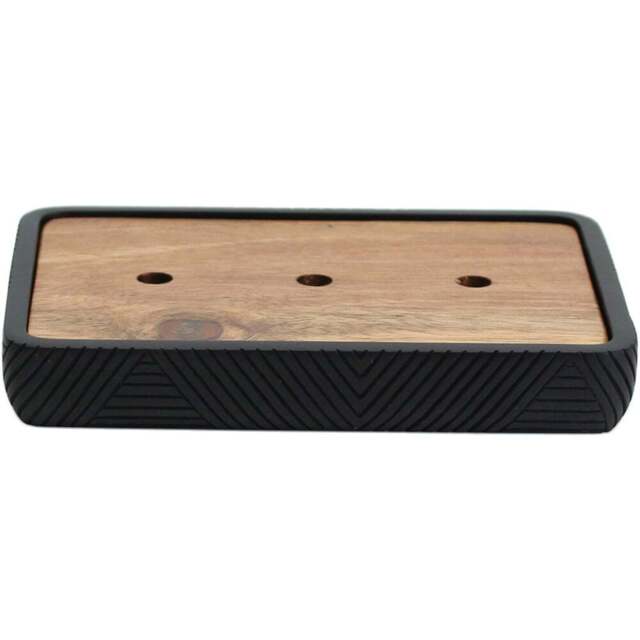 Wood Geo Soap Dish Black - Wilko - image 1