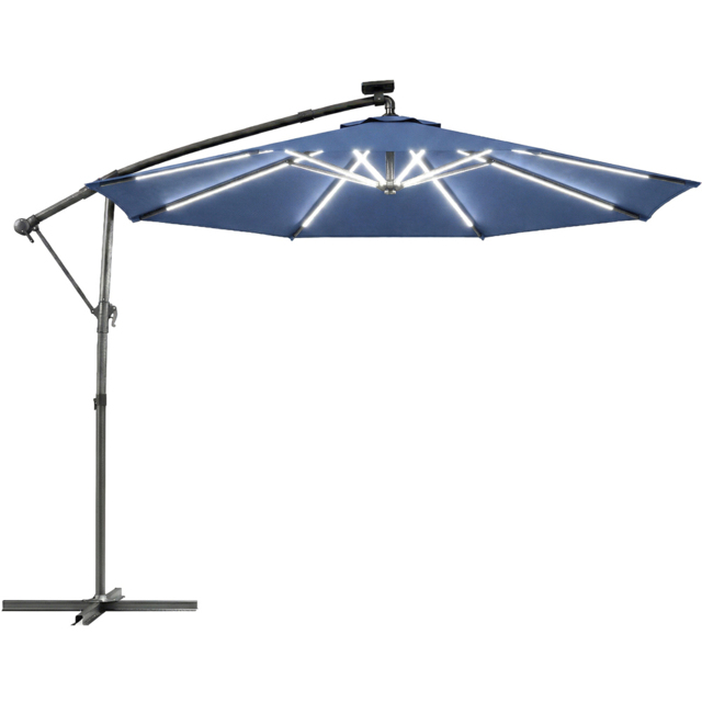 Outsunny Navy Blue 16 Solar LED Rotatable Cantilever Parasol with Protective Cover 3m - Wilko - image 1