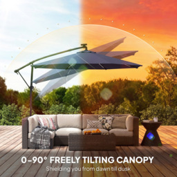 Outsunny Navy Blue 16 Solar LED Rotatable Cantilever Parasol with Protective Cover 3m - Wilko - thumbnail 7