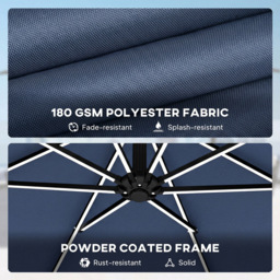 Outsunny Navy Blue 16 Solar LED Rotatable Cantilever Parasol with Protective Cover 3m - Wilko - thumbnail 4