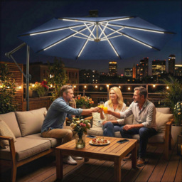 Outsunny Navy Blue 16 Solar LED Rotatable Cantilever Parasol with Protective Cover 3m - Wilko - thumbnail 3