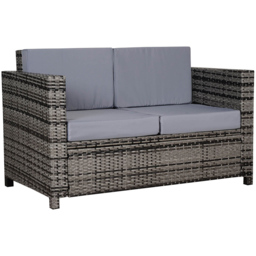 Outsunny 2 Seater Grey Rattan Padded Garden Loveseat - Wilko - thumbnail 3