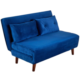 Home Source Morella 2 Seater Blue Velvet Folding Sofa Bed with Pillow - Wilko - thumbnail 3