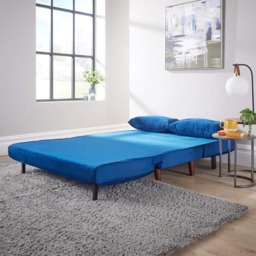 Home Source Morella 2 Seater Blue Velvet Folding Sofa Bed with Pillow - Wilko - thumbnail 7