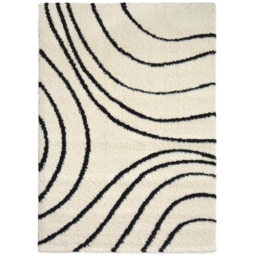 Homemaker Ivory and Black Isobar Snug Shaggy Rug 160 x 230cm - Multi - Wilko - thumbnail 1