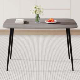Living and Home 4 Seater Woodgrain Effect Dining Table Brown and Black - Grey + Black - Wilko