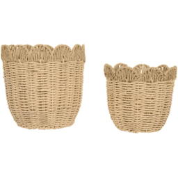 Set of 2 Aspen Scalloped Woven Planters - Brown - Wilko - thumbnail 3