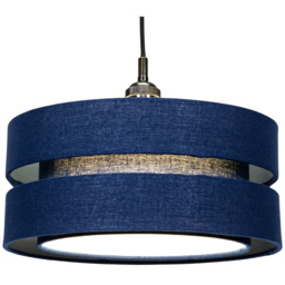 Happy Homewares 3 Tier Midnight Blue Linen Fabric Pendant Shade - Size: 17 x 35 x 35cm - Wilko - thumbnail 4