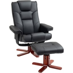 Portland Black Recliner Armchair with Footstool - Size: Single - Wilko - thumbnail 3