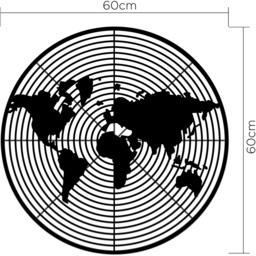 Decortie Black Minimalist Metal Modern Dart World Wall Art - Size: 60 x 60 x 4cm - Wilko - thumbnail 5
