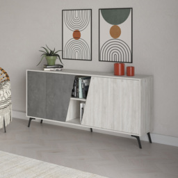 Decortie Fiona 4 Door 2 Shelf Ancient White and Retro Grey Sideboard - Size: 82 x 180 x 35.6cm - Multi - Wilko - thumbnail 5