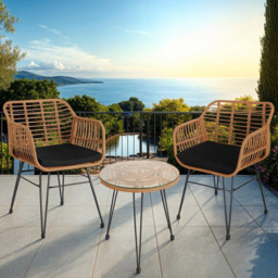 tectake Molfetta 2 Seater Nature Garden Bistro Set - Brown - Wilko - thumbnail 1