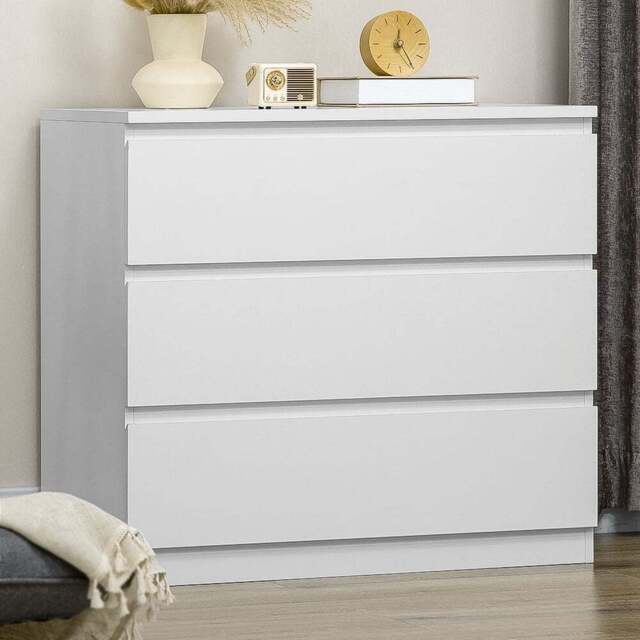 Portland 3 Drawer White Chest of Drawers - Wilko - image 1