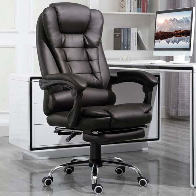 Portland Brown PU Leather Swivel Executive Office Chair - Size: 64 x 69 x 118cm - Wilko - image 1