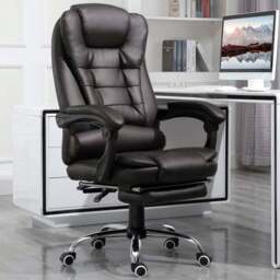 Portland Brown PU Leather Swivel Executive Office Chair - Size: 64 x 69 x 118cm - Wilko