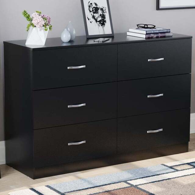 Vida Designs Riano 6 Drawer Black Chest of Drawers with Metal Handles - Wilko - image 1