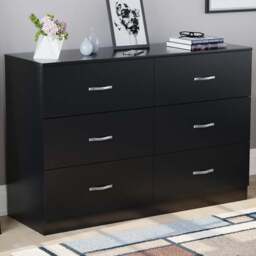 Vida Designs Riano 6 Drawer Black Chest of Drawers with Metal Handles - Wilko - thumbnail 1