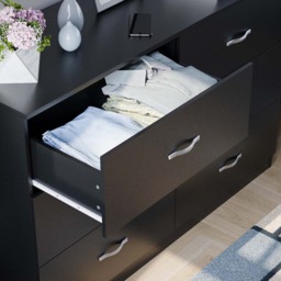 Vida Designs Riano 6 Drawer Black Chest of Drawers with Metal Handles - Wilko - thumbnail 6