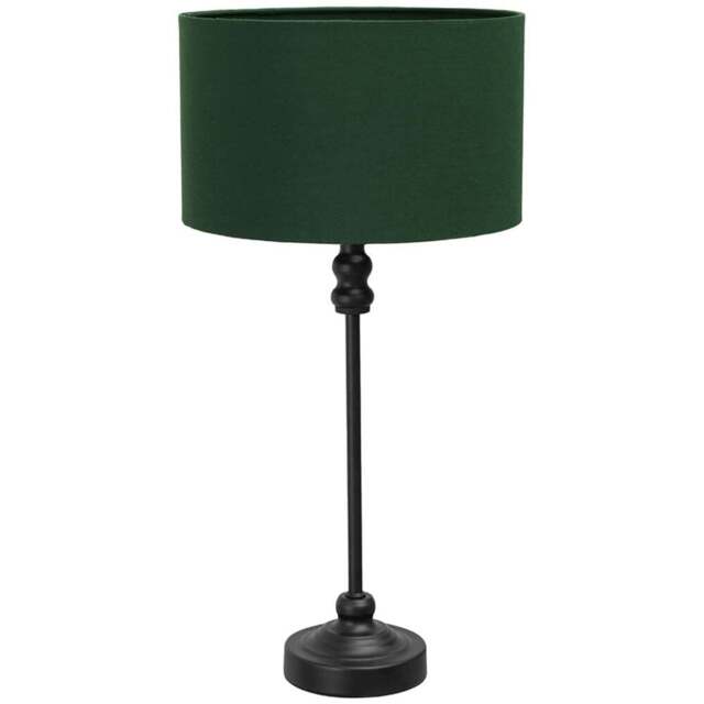 ValueLights Maggie Forest Green and Black Drum Shade Candlestick LED Table Lamp - Size: 50 x 25 x 25cm - Wilko - image 1