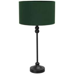 ValueLights Maggie Forest Green and Black Drum Shade Candlestick LED Table Lamp - Size: 50 x 25 x 25cm - Wilko