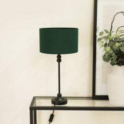 ValueLights Maggie Forest Green and Black Drum Shade Candlestick LED Table Lamp - Size: 50 x 25 x 25cm - Wilko - thumbnail 4