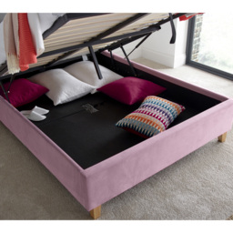 Kingham King Size Pink Velvet Ottoman Bed - Bedmaster - Wilko - thumbnail 5