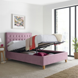 Kingham King Size Pink Velvet Ottoman Bed - Bedmaster - Wilko - thumbnail 3