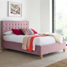 Kingham King Size Pink Velvet Ottoman Bed - Bedmaster - Wilko