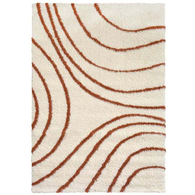 Homemaker Ivory and Terracotta Snug Isobar Shaggy Rug 160 x 230cm - Multi - Wilko - image 1