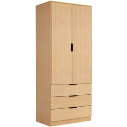 Home Source Phoenix 2 Door 3 Drawer Oak Effect Wardrobe - Size: 2 Door, 3 Drawer - Brown - Wilko - thumbnail 3