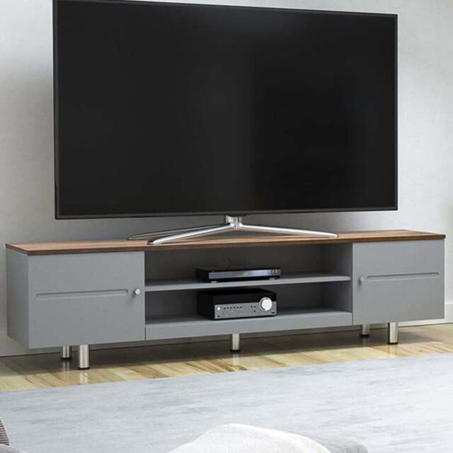 AVF Whitesands 2 Door 2 Shelf Satin Grey TV Unit - Size: 39.6 x 190 x 50cm - Multi - Wilko - image 1